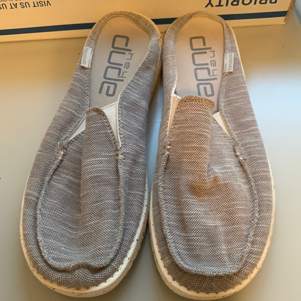 Womens Hey Dude slip on stretch grey
